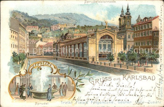 31738286 Karlsbad Eger Sprudelcolonade Litho