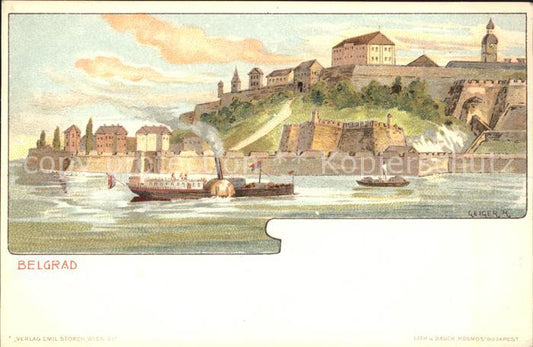 31738387 Belgrad Serbien Geiger Kuenstler Litho