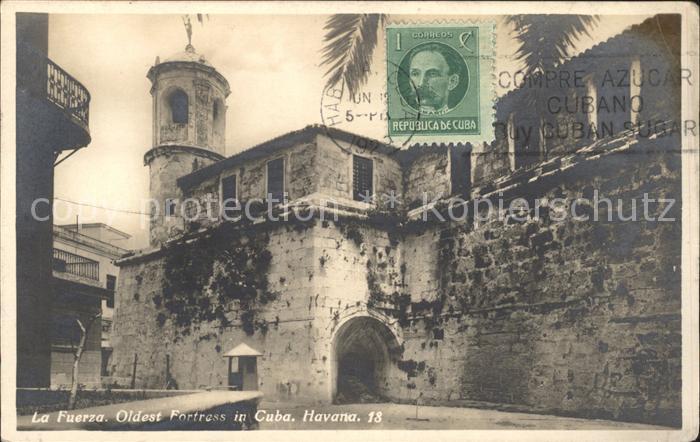 11735177 Havana Habana La Fuerza Oldest Fortress in Cuba Stamp on postcard