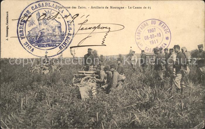 31735352 Casablanca Colonne des Zaers Artillerie de Montagne Canon de 65 Militai