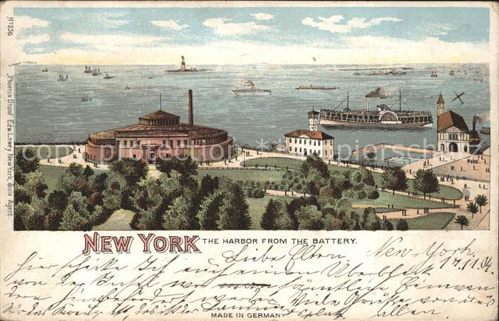 31735738 New York City The Harbor from the Battery Wasserraddampfer Litho