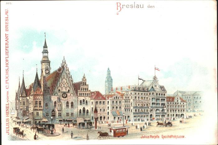 11881680 Breslau Lower Silesia commercial buildings tramway artist map