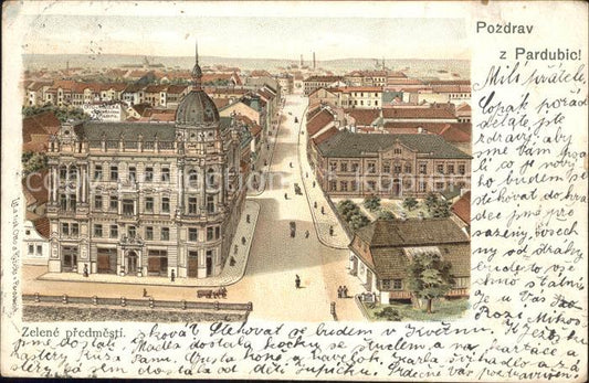 32102692 Pardubice Pardubitz Zelene predmesti Litho