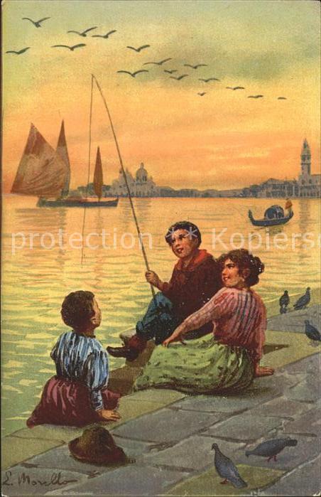 12147796 Venedig Venezia Kuenstlerkarte Kinder Angeln