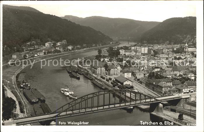 11602473 Tetschen-Bodenbach Boehmen Fliegeraufnahme Elbe