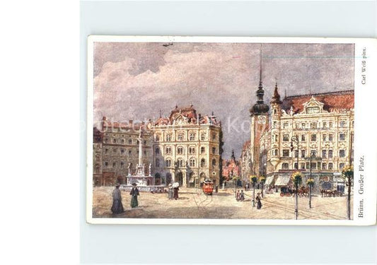 11719961 Brno Brno Grande Fontaine Carrée Carte d'artiste Carl Weiss