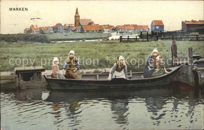 11761475 Marken Village View with Church Waterway Boat Children Series 79 No. 19