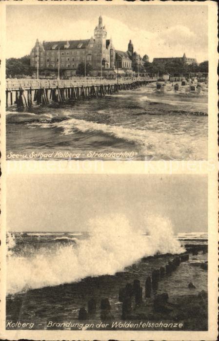 11897435 Kolberg Ostseebad Kolobrzeg See Solbad Strandschloss Brandung Waldenfel