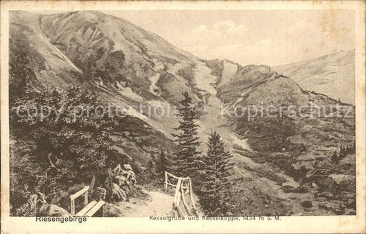 12187520 Riesengebirge Krkonose Karkonosze Kesselgrube und Kesselkoppe