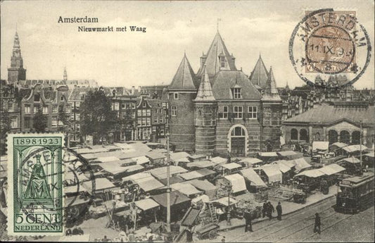 11320033 Amsterdam Pays-Bas Tramway Nieuwmarkt Waag