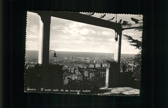 11490927 Genova Gênes Ligurie Le port est visible depuis une terrasse rustique