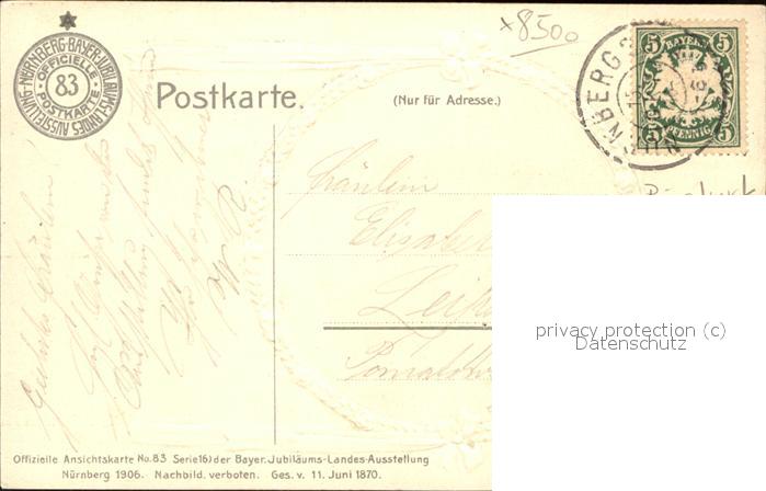 11523746 Exposition Bayr Landes Nuernberg 1906 bâtiment forestier