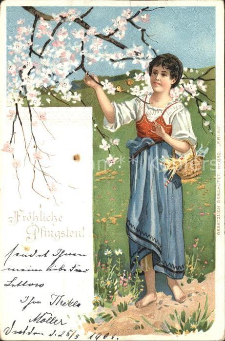 11571887 Pfingsten Pentecost Pentecote Erika Nr. 630 Frau Baum Blueten