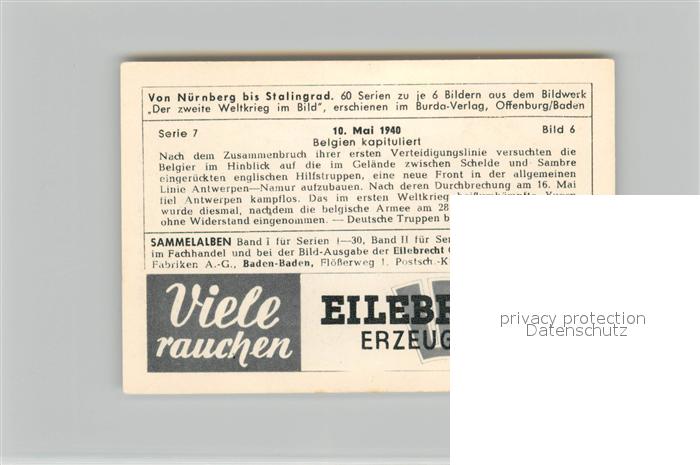 73577992 Militaria Deutschland WK2 Von N?rnberg bis Stalingrad 10. Mai 1940 Belg