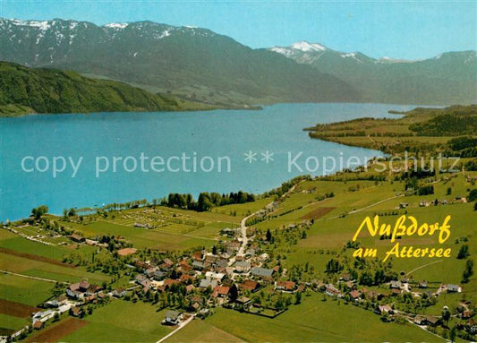 73587528 Nussdorf Attersee Fliegeraufnahme mit Hoellengebirge Naturbadestrand Ca