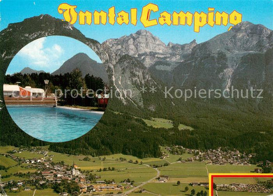 73588378 Wiesing Tirol Fliegeraufnahme mit Inntal Camping und Schwimmbad