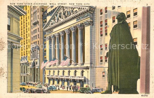 73588812 New York City Stock Exchange Wall Street Monument Statue Illustration