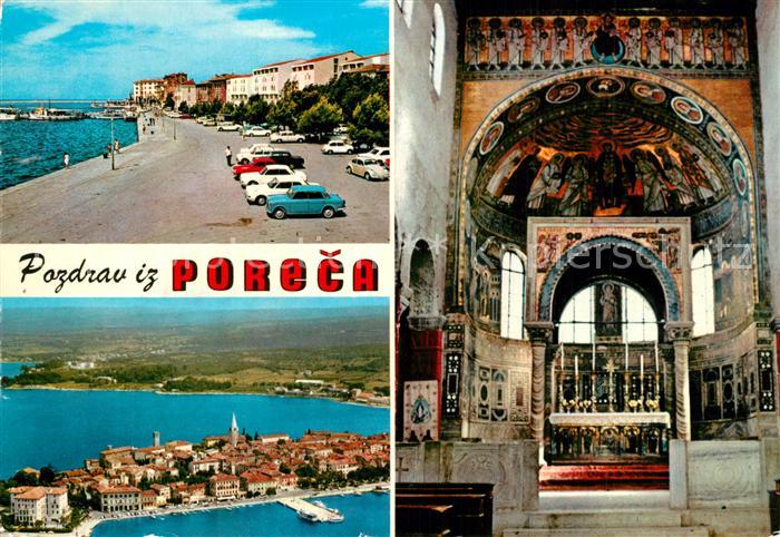 73589805 Porec Hafen Uferstrasse Inneres der Kirche Altstadt Fliegeraufnahme