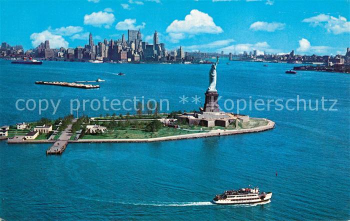 73589942 New York City Lower New York Harbor Statue of Liberty Skyline aerial vi