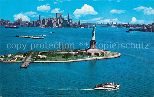 73589942 New York City Lower New York Harbor Statue of Liberty Skyline aerial vi