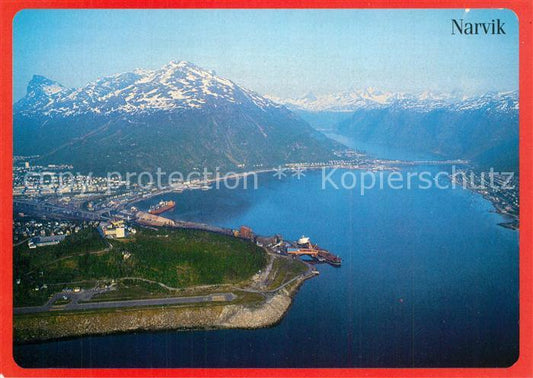 73590273 Narvik Hafen Beisfjordbruecke Halbinsel Berge Fliegeraufnahme