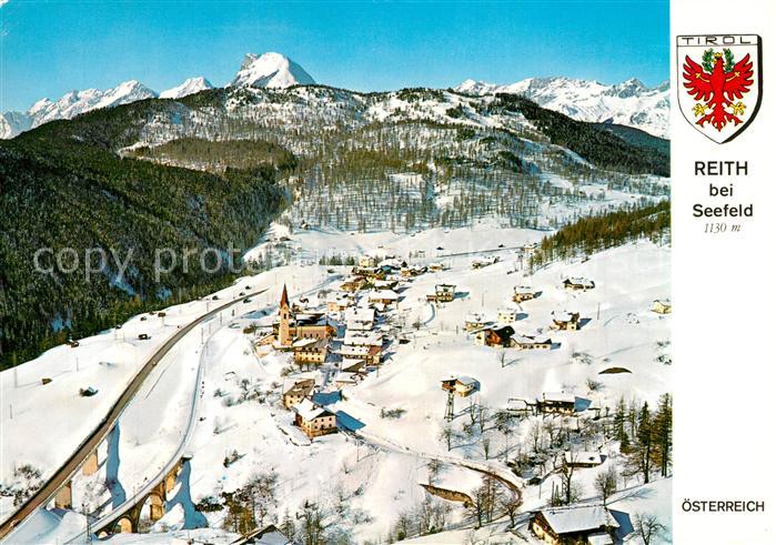 73592125 Reith Seefeld Tirol mit Gschwandtkopf und Hohe Munde Fliegeraufnahme