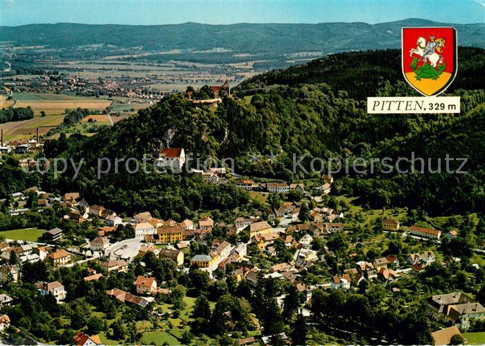 73592202 Pitten Fliegeraufnahme Schlossberg Burg Berkirche