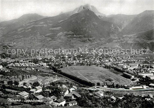 73592992 Merano Suedtirol Fliegeraufnahme Rennplatz