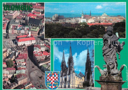 73598193 Olomouc Stadtpanorama Kirche Brunnenstatue Zentrum Fliegeraufnahme