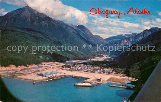 73646060 Skagway Air view Alaska State Ferry dock and the White Pass Yukon Route