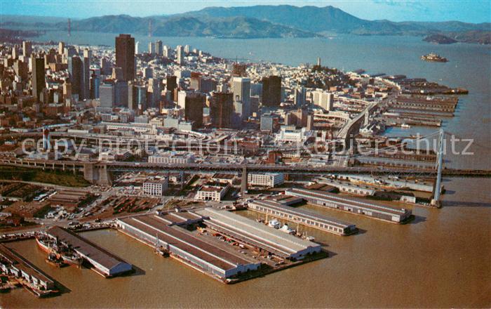 73646765 San Francisco California Aerial view with Bay Bridge and Golden Gate Br