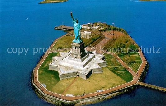 73646839 New York City Statue of Liberty National Monument Air view