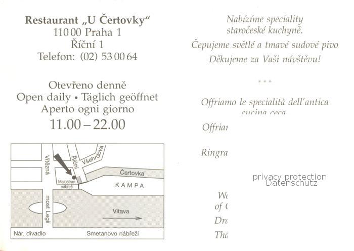 73650228 Praha Prahy Prague Restaurant U Certovky