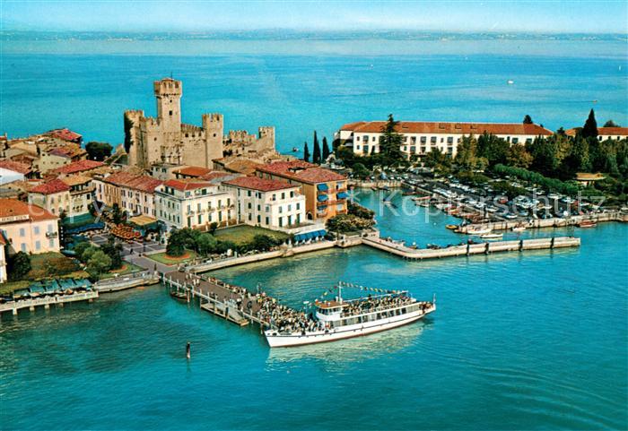 73653775 Sirmione Lago di Garda Hafen Gardasee Fliegeraufnahme