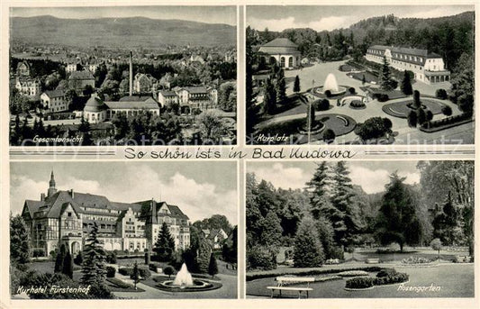 73680407 Bad Kudowa Niederschlesien Panorama Kurplatz Kurhotel Fuerstenhof Rosen