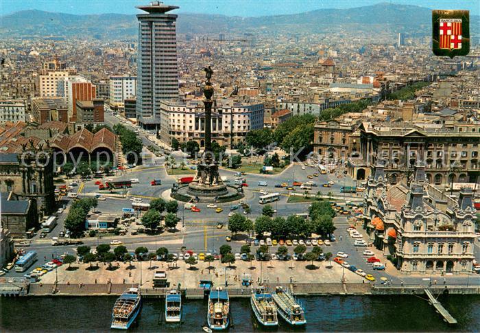 73682606 Barcelona Cataluna Colon und Hafen Fliegeraufnahme