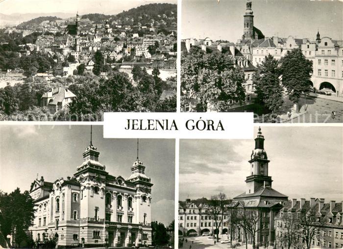 73685799 Jelenia Gora Hirschberg Schlesien Widok ogolny Rynek Ratusz Teatr Dolpe