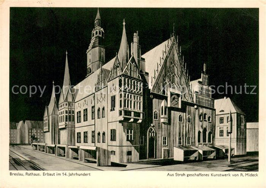 73686647 Breslau Niederschlesien Rathaus 14. Jhdt. Aus Stroh geschaffenes Kunstw