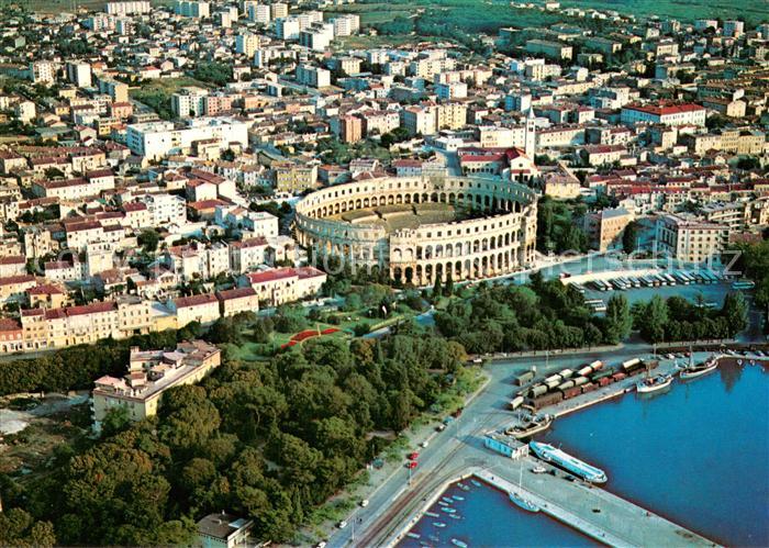 73687195 Pula Pola Croatia Arena Hafen Fliegeraufnahme