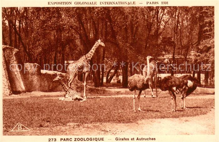 73735807 Exposition Coloniale Paris 1931 SPA Nr. 273 Parc Zoologique