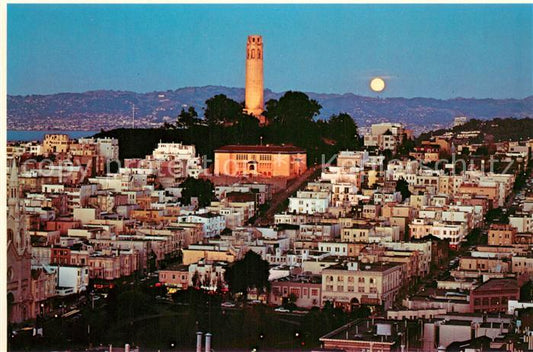 73705040 San Francisco California Majestic Coit Tower shines brightly on a moonl