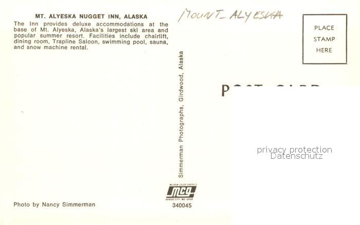 73716590 Mount Alyeska Alaska Mt. Alyeska Nugget Inn Hotel Ski area