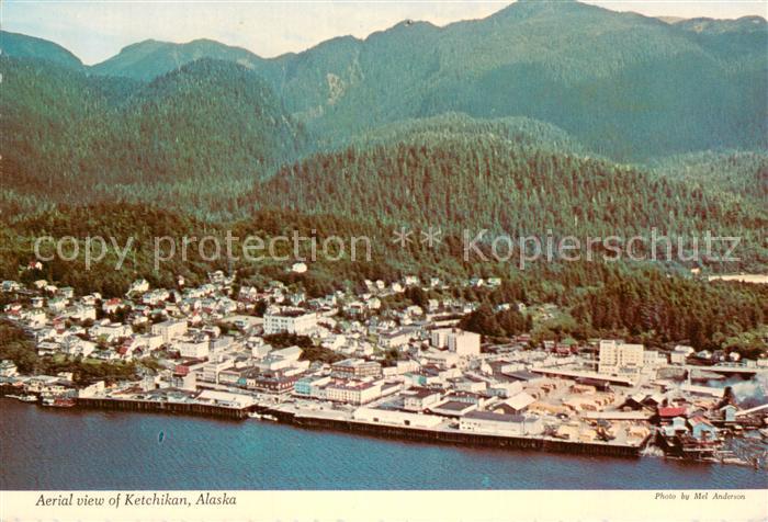 73716775 Ketchikan Alaska Aerial view showing Tongass Narrows with the city