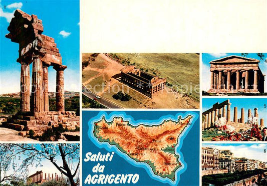 73718173 Agrigento Sicilia Tempio dei Dioscuri Fliegeraufnahme Inselkarte