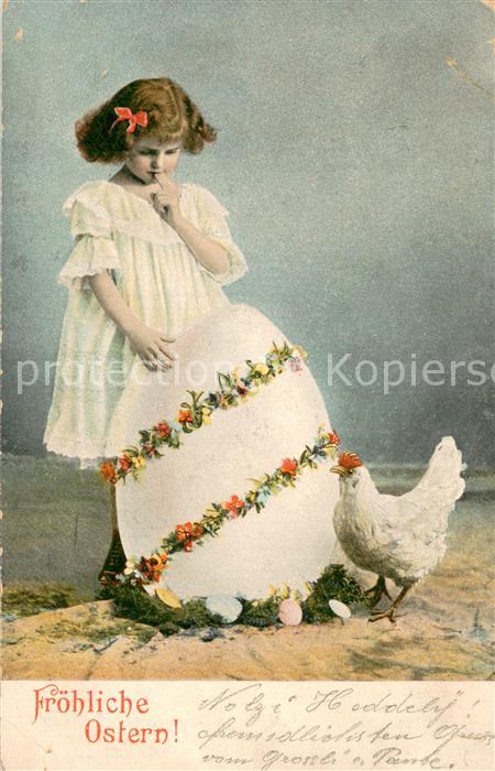 73791665 Ostern Easter Paques Litho Maedchen mit Osterei