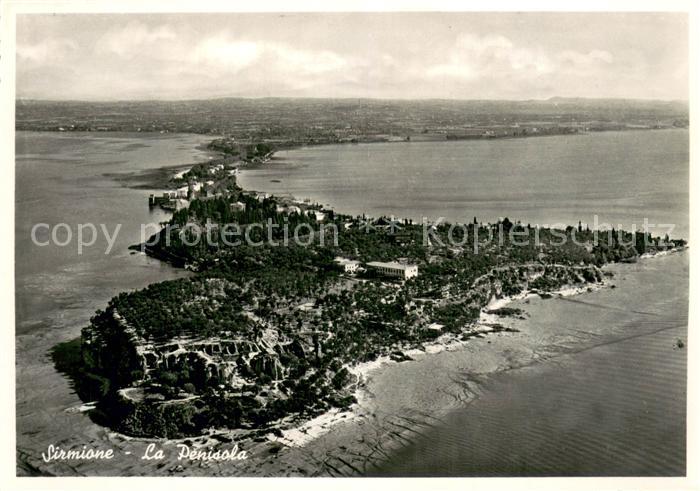 73739697 Sirmione Lago di Garda La Penisola Fliegeraufnahme