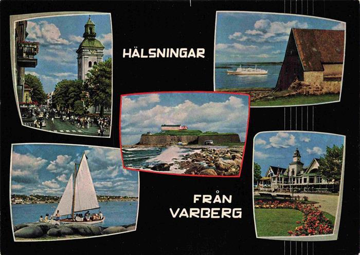 73978304 Varberg Sweden Teilansichten Kuestenpanorama Segeln Kirche Restaurant