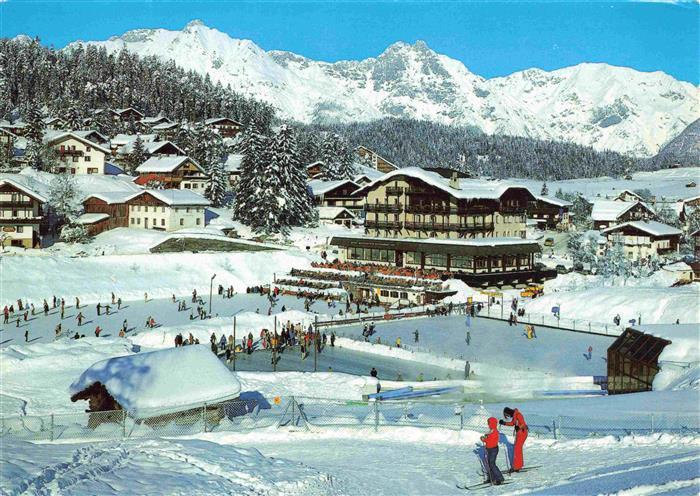 73978334 Seefeld Tirol Winterpanorama Eislaufbahn Hotel Wetterstein Wettersteing