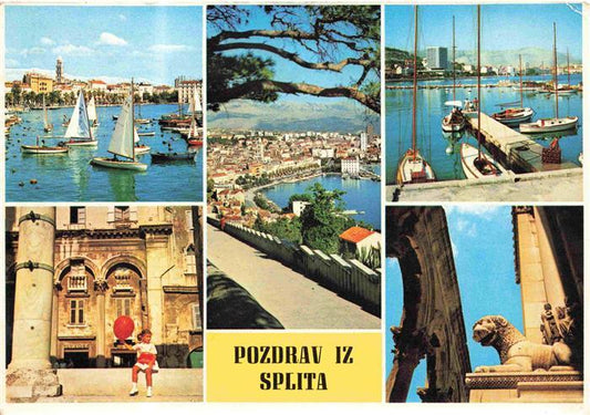 73978377 SPLIT Spalato Croatia Panorama Harbour Lion Sculpture