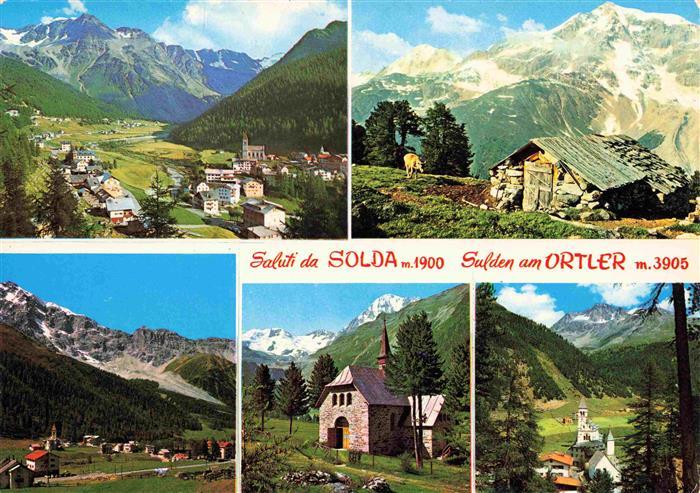 73978526 Solda Sulden Trentino-Alto-Adige IT Panorama Berghuette Kirche Ortlerge